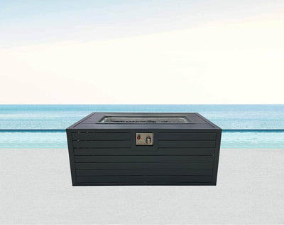 CIEUX Fire Pit Annency Outdoor Patio Aluminum Metal Rectangle Propane and Natural Gas Fire Pit Coffee Table in Midnight Grey