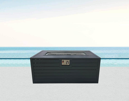 CIEUX Fire Pit Annency Outdoor Patio Aluminum Metal Rectangle Propane and Natural Gas Fire Pit Coffee Table in Midnight Grey