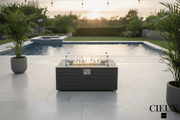 CIEUX Fire Pit Annency Outdoor Patio Aluminum Metal Rectangle Propane and Natural Gas Fire Pit Coffee Table in Midnight Grey
