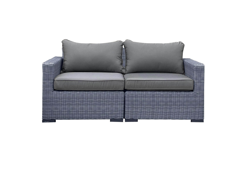 CIEUX Loveseat Canvas Charcoal Cannes Outdoor Patio Wicker Modular Loveseat in Grey with Sunbrella Cushions - Available in 2 Colours