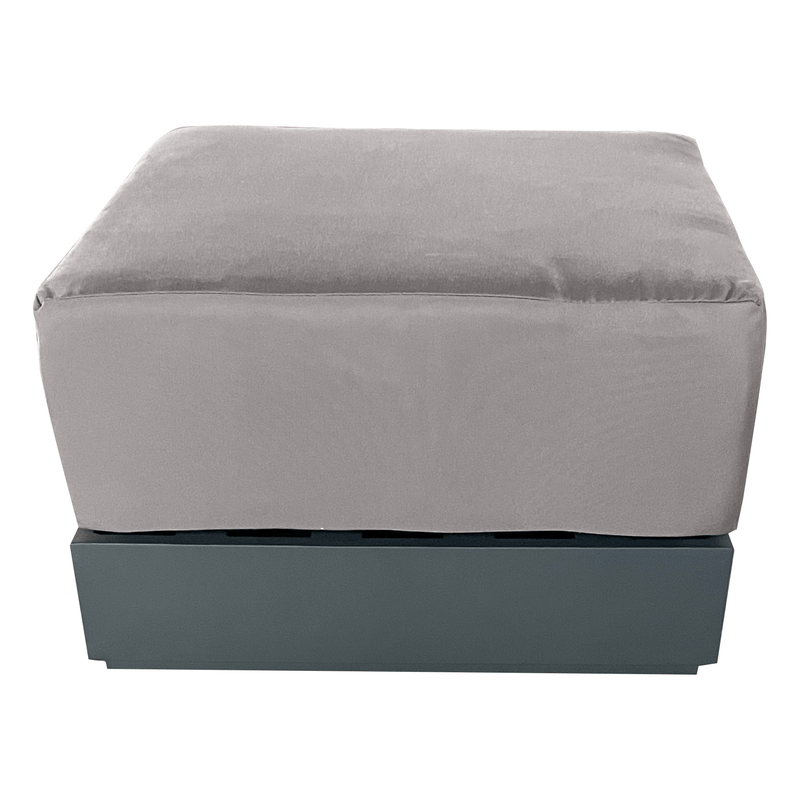 CIEUX Ottoman Canvas Taupe Lyon Outdoor Patio Aluminum Metal Square Ottoman in Midnight Grey with Sunbrella Cushions - Available in 2 Colours