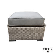 CIEUX Ottoman Riviera Outdoor Patio Wicker Ottoman in Grey with Sunbrella Canvas Charcoal Cushions