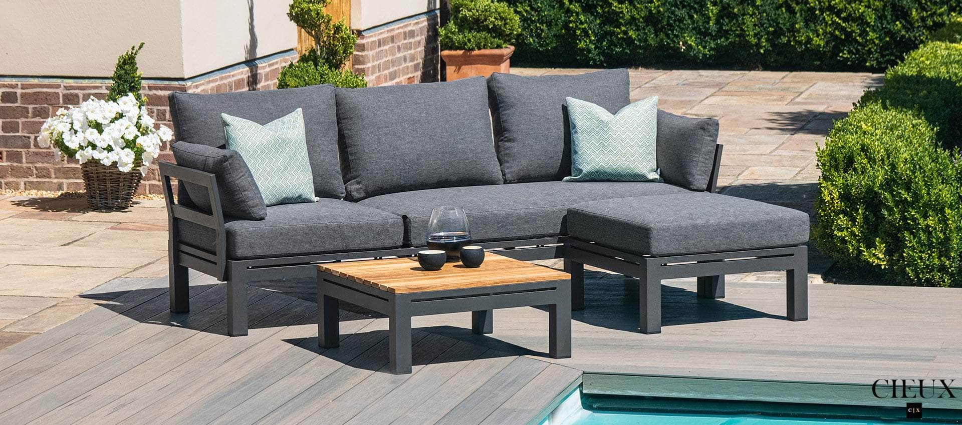 CIEUX Sectional Bordeaux Outdoor Patio Aluminum Metal Reversible Sectional with Adjustable Seat in Grey