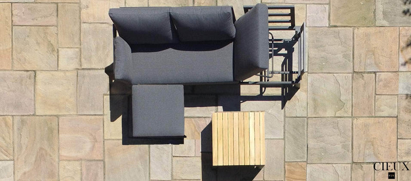 CIEUX Sectional Bordeaux Outdoor Patio Aluminum Metal Reversible Sectional with Adjustable Seat in Grey