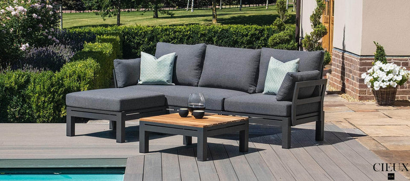 CIEUX Sectional Bordeaux Outdoor Patio Aluminum Metal Reversible Sectional with Adjustable Seat in Grey