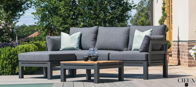 CIEUX Sectional Bordeaux Outdoor Patio Aluminum Metal Reversible Sectional with Adjustable Seat in Grey