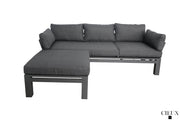 CIEUX Sectional Bordeaux Outdoor Patio Aluminum Metal Reversible Sectional with Adjustable Seat in Grey