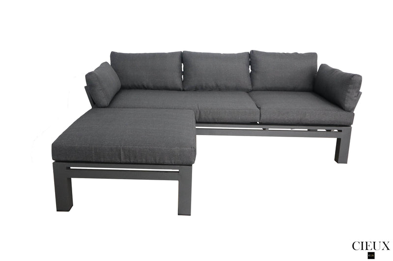 CIEUX Sectional Bordeaux Outdoor Patio Aluminum Metal Reversible Sectional with Adjustable Seat in Grey