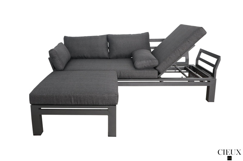 CIEUX Sectional Bordeaux Outdoor Patio Aluminum Metal Reversible Sectional with Adjustable Seat in Grey