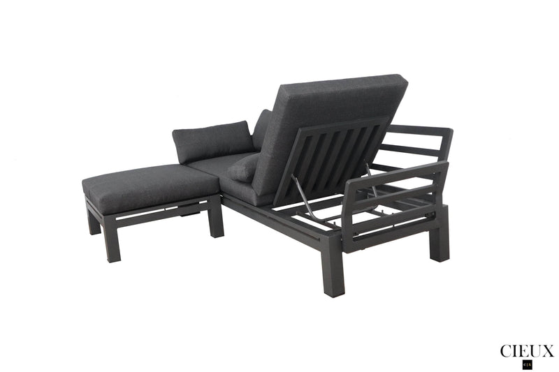 CIEUX Sectional Bordeaux Outdoor Patio Aluminum Metal Reversible Sectional with Adjustable Seat in Grey