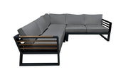 CIEUX Sectional Canvas Charcoal Avignon Outdoor Patio Aluminum Metal Corner Sectional Sofa in Midnight Grey with Sunbrella Cushions