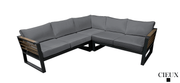 CIEUX Sectional Canvas Charcoal Avignon Outdoor Patio Aluminum Metal Corner Sectional Sofa in Midnight Grey with Sunbrella Cushions