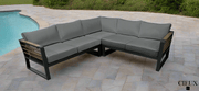 CIEUX Sectional Canvas Charcoal Avignon Outdoor Patio Aluminum Metal Corner Sectional Sofa in Midnight Grey with Sunbrella Cushions