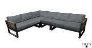CIEUX Sectional Canvas Charcoal Avignon Outdoor Patio Aluminum Metal L-Shaped Sectional Sofa in Midnight Grey with Sunbrella Cushions in Canvas Charcoal