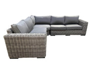 CIEUX Sectional Canvas Charcoal Champagne Outdoor Patio Wicker Corner Sectional Sofa in Grey with Sunbrella Cushions - Available in 2 Colours