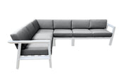 CIEUX Sectional Canvas Charcoal Corsica Outdoor Patio Aluminum Metal L-Shaped Sectional Sofa in White with Sunbrella Cushions - Available in 2 Colours