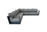 CIEUX Sectional Canvas Charcoal Lyon Outdoor Patio Aluminum Metal Large Corner Sectional Sofa in Midnight Grey with Sunbrella Cushions - Available in 2 Colours