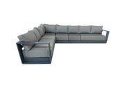 CIEUX Sectional Canvas Charcoal Lyon Outdoor Patio Aluminum Metal Large L-Shaped Sectional Sofa in Midnight Grey with Sunbrella Cushions - Available in 2 Colours