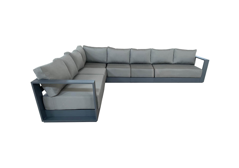 CIEUX Sectional Canvas Charcoal Lyon Outdoor Patio Aluminum Metal Large L-Shaped Sectional Sofa in Midnight Grey with Sunbrella Cushions - Available in 2 Colours