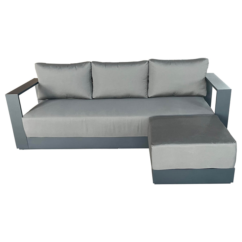 CIEUX Sectional Canvas Charcoal / Without Patio Cover Lyon Outdoor Patio Aluminum Metal Medium Sectional Sofa in Midnight Grey with Sunbrella Cushions - Available in 2 Colours