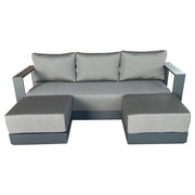 CIEUX Sectional Canvas Charcoal / Without Patio Cover Lyon Outdoor Patio Aluminum Metal U-Shaped Sectional Sofa in Midnight Grey with Sunbrella Cushions - Available in 2 Colours