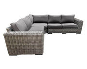 CIEUX Sectional Canvas Taupe Champagne Outdoor Patio Wicker Corner Sectional Sofa in Grey with Sunbrella Cushions - Available in 2 Colours