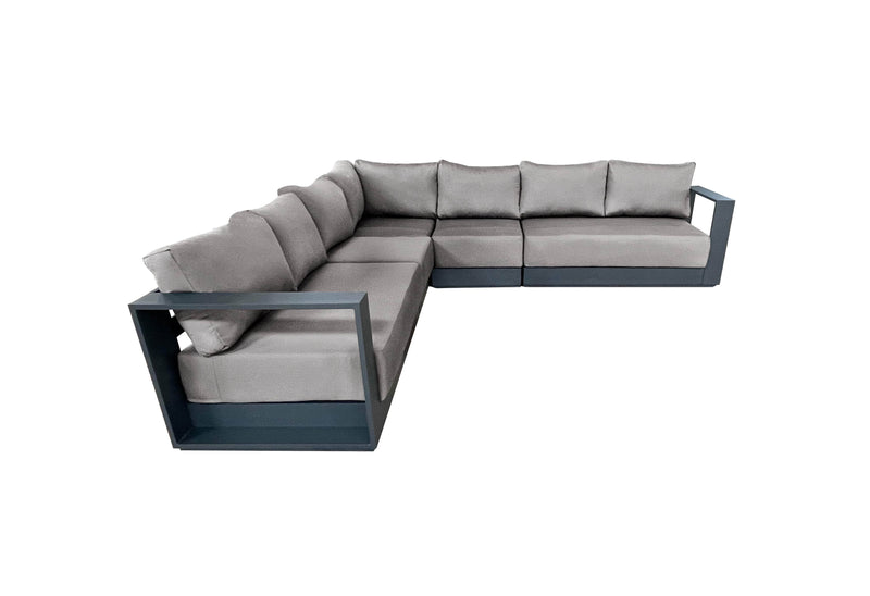 CIEUX Sectional Canvas Taupe Lyon Outdoor Patio Aluminum Metal Large Corner Sectional Sofa in Midnight Grey with Sunbrella Cushions - Available in 2 Colours