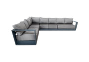 CIEUX Sectional Canvas Taupe Lyon Outdoor Patio Aluminum Metal Large L-Shaped Sectional Sofa in Midnight Grey with Sunbrella Cushions - Available in 2 Colours