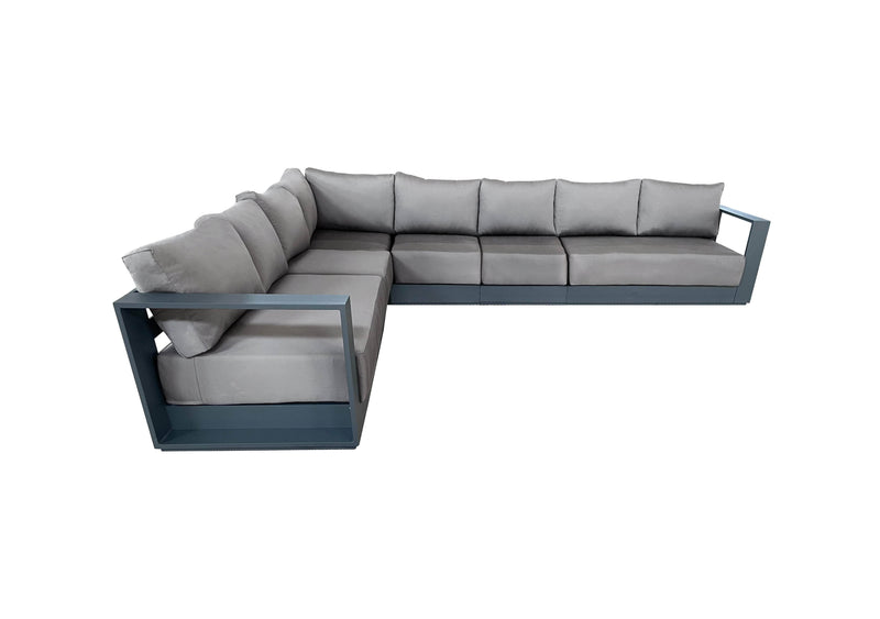 CIEUX Sectional Canvas Taupe Lyon Outdoor Patio Aluminum Metal Large L-Shaped Sectional Sofa in Midnight Grey with Sunbrella Cushions - Available in 2 Colours