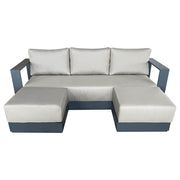 CIEUX Sectional Canvas Taupe / Without Patio Cover Lyon Outdoor Patio Aluminum Metal U-Shaped Sectional Sofa in Midnight Grey with Sunbrella Cushions - Available in 2 Colours