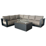 CIEUX Sectional Canvas Taupe / Without Patio Covers Lyon 2 Piece Outdoor Patio Aluminum Metal L-Shaped Sectional and Annency Fire Pit Coffee Table in Midnight Grey with Sunbrella Cushions - Available in 2 Colours