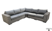 CIEUX Sectional Champagne Outdoor Patio Wicker Corner Sectional Sofa in Grey with Sunbrella Cushions - Available in 2 Colours