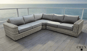CIEUX Sectional Champagne Outdoor Patio Wicker Corner Sectional Sofa in Grey with Sunbrella Cushions - Available in 2 Colours