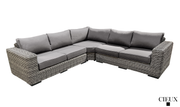 CIEUX Sectional Champagne Outdoor Patio Wicker Corner Sectional Sofa in Grey with Sunbrella Cushions - Available in 2 Colours