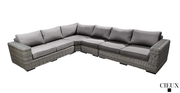 CIEUX Sectional Champagne Outdoor Patio Wicker L-Shaped Sectional Sofa in Grey with Sunbrella Cushions - Available in 2 Colours