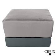 CIEUX Sectional Lyon 5 Piece Outdoor Patio Aluminum Metal L-Shaped Sectional Sofa, Club Chair, 2 Ottomans, and Coffee Table Set in Midnight Grey with Sunbrella Cushions - Available in 2 Colours