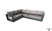CIEUX Sectional Lyon Outdoor Patio Aluminum Metal L-Shaped Sectional Sofa in Midnight Grey with Sunbrella Cushions - Available in 2 Colours