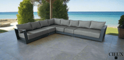 CIEUX Sectional Lyon Outdoor Patio Aluminum Metal Large L-Shaped Sectional Sofa in Midnight Grey with Sunbrella Cushions - Available in 2 Colours