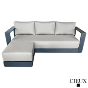 CIEUX Sectional Lyon Outdoor Patio Aluminum Metal Medium Sectional Sofa in Midnight Grey with Sunbrella Cushions - Available in 2 Colours