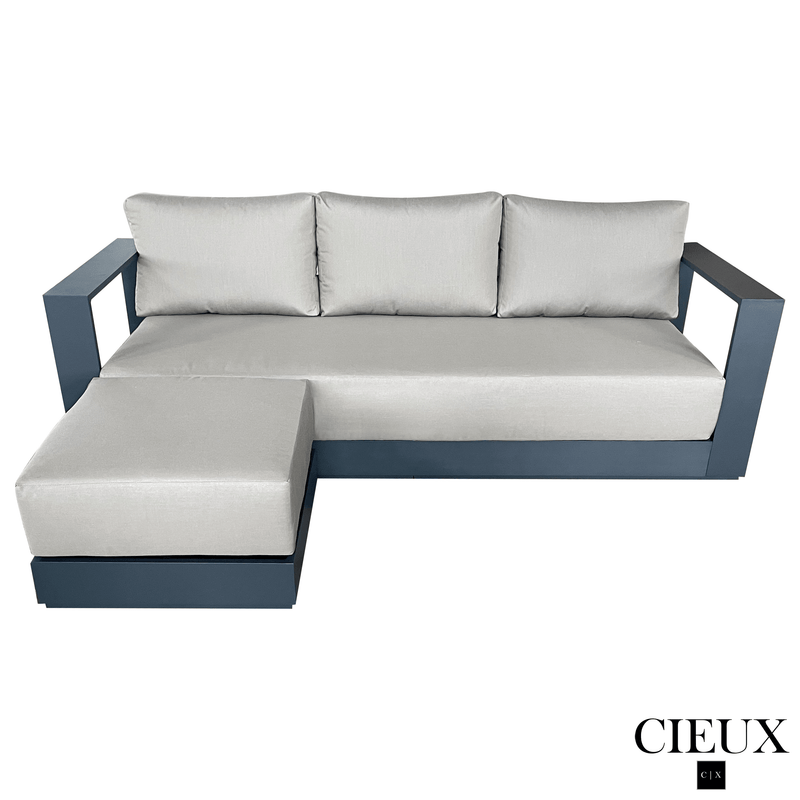 CIEUX Sectional Lyon Outdoor Patio Aluminum Metal Medium Sectional Sofa in Midnight Grey with Sunbrella Cushions - Available in 2 Colours