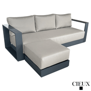 CIEUX Sectional Lyon Outdoor Patio Aluminum Metal Medium Sectional Sofa in Midnight Grey with Sunbrella Cushions - Available in 2 Colours