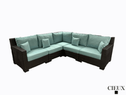 CIEUX Sectional Provence Outdoor Patio Wicker Rattan Modular Corner Sectional Sofa in Blue