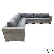 CIEUX Sectional Riviera Outdoor Patio Wicker Large Corner Sectional Sofa in Grey with Sunbrella Canvas Charcoal Cushions