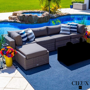 CIEUX Sectional Riviera Outdoor Patio Wicker Large Sectional Sofa in Grey with Sunbrella Canvas Charcoal Cushions