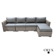 CIEUX Sectional Riviera Outdoor Patio Wicker Large Sectional Sofa in Grey with Sunbrella Canvas Charcoal Cushions