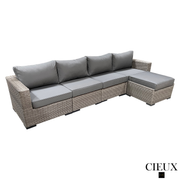 CIEUX Sectional Riviera Outdoor Patio Wicker Large Sectional Sofa in Grey with Sunbrella Canvas Charcoal Cushions