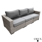 CIEUX Sectional Riviera Outdoor Patio Wicker Medium Sectional Sofa in Grey with Sunbrella Canvas Charcoal Cushions