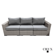 CIEUX Sectional Riviera Outdoor Patio Wicker Medium Sectional Sofa in Grey with Sunbrella Canvas Charcoal Cushions