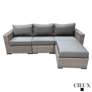 CIEUX Sectional Riviera Outdoor Patio Wicker Medium Sectional Sofa in Grey with Sunbrella Canvas Charcoal Cushions