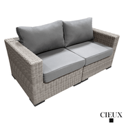 CIEUX Sectional Riviera Outdoor Patio Wicker Small Sectional Sofa in Grey with Sunbrella Canvas Charcoal Cushions